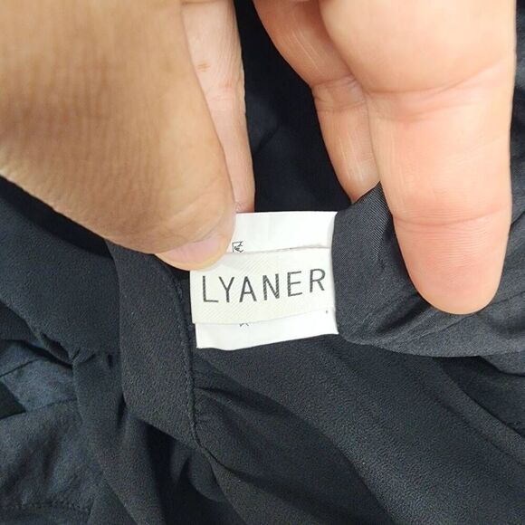 LYANER Size Large Black Women's Halter Neck Sleeveless Chiffon Wide Leg Long Pan - Picture 4 of 7